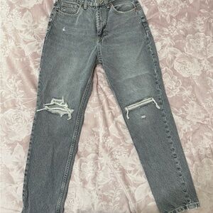 Zara Gray Distressed Boyfriend Jeans